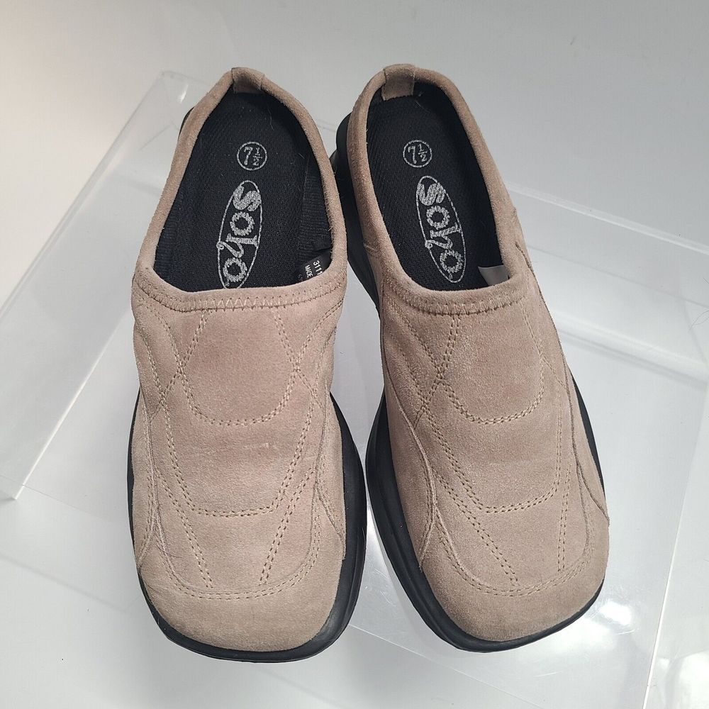 Womens Soho Tan Mules‎ Slide Ons Size 7  1/2  31112